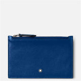 Montblanc 130453 Leather Card Holder with Zip Blue 15cm x 10cm x 0.5cm, Blue, 15cm, Modern