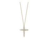 18K Yellow Gold 0.39ctw Diamond Cross Pedant Necklace