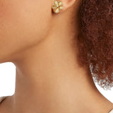 18K Yellow Gold 0.03ctw Diamond Tiny Flower Studs