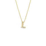 18K Yellow Gold 0.03ctw Diamond "L" Pendant Necklace