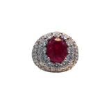 18K White Gold 6.20ctw Diamond and 3.55ctw Rubies  Right Hand Ring