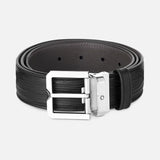 Montblanc 131171 Bark Print Leather Belt (35 mm) - Black