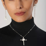 18K White Gold 1.45ctw Diamond Cross Necklace