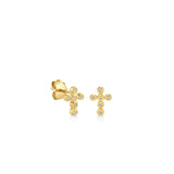 14K Yellow Gold 0.05ctw Diamond Studs Cross