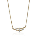 14K Yellow Gold 0.06ctw Diamond Rolo Chain Necklace