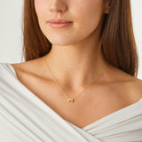 18K Yellow Gold 0.08ctw Diamond 'M" Pendant Necklace