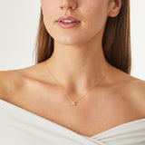 18K Yellow Gold 0.06ctw Diamond "A" Pendant Neklace
