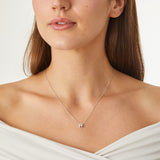18K White Gold 0.06ctw Diamond "R" Pendant Necklace