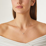 18K White Gold 0.06ctw Diamond "D" Pendant Necklace