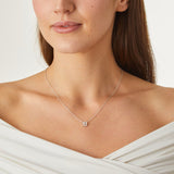18K White Gold 0.06ctw Diamond "B"  Pendant Necklace