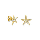 14K Yellow Gold Pave Diamond Studs