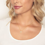 18K Yellow Gold 0.39ctw Diamond Cross Pedant Necklace