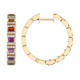 18K Yellow Gold 0.35ctw Diamond Obelisco Multi Sapphire Hoops Earrings