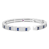 18K White Gold 1.20ctw & 1.0ctw Blue Sapphire Diamond Bangle