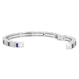 18K White Gold 1.20ctw & 1.0ctw Blue Sapphire Diamond Bangle