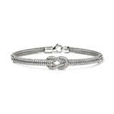 Sterling Silver 0.90ctw Diamond Chain Love Knot Bracelet
