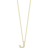 18K Yellow Gold 0.04ctw Diamond "J"  Pendant Necklace
