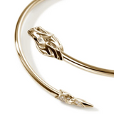 14K Yellow Gold 0.10ctw Diamond Slim Cuff Bracelet