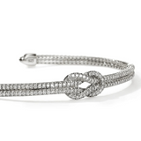 Sterling Silver 0.90ctw Diamond Chain Love Knot Bracelet
