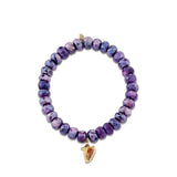 14K Yellow Gold  Amethyst Charm Gemstone Bracelet