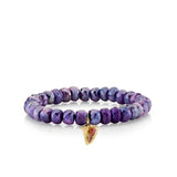 14K Yellow Gold  Amethyst Charm Gemstone Bracelet