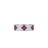 18K White Gold 0.93ctw Diamonds and 0.58ctw Rubies  Right Hand Ring