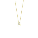 18K Yellow Gold 0.06ctw Diamond "A" Pendant Neklace
