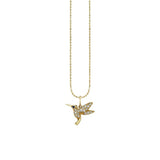 14K Yellow Gold 0.70ctw Diamond Hummingbird  Charm
