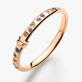 18K Rose Gold Multi Color Diamond Bangle