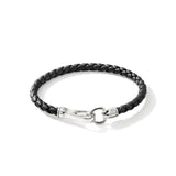Sterling Silver Black leather 5mm bracelet
