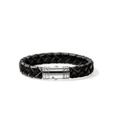 Sterling Silver 10mm Black Leather Bracelet