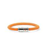 Sterling Silver Cord  6mm Bracelet  Orange Rubber