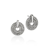 Sterling Silver Icon Link Silver Drop Hoops Earrings