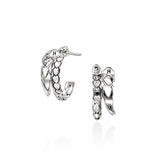 Sterling Silver Silver 0.12ctw Diamond Hoops Earrings