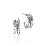 Sterling Silver Silver 0.12ctw Diamond Hoops Earrings