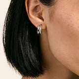 Sterling Silver Silver 0.12ctw Diamond Hoops Earrings