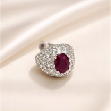 18K White Gold 6.20ctw Diamond and 3.55ctw Rubies  Right Hand Ring