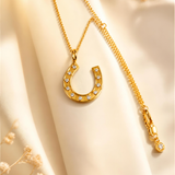 14K Yellow Gold 1.02ctw Diamond Bazel Horsehose Charm