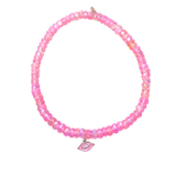 14K Yellow Gold Mini Enamel Lips Charm Bangle