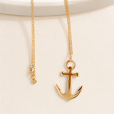 14K Yellow Gold Pure Anchor Charm Necklace