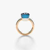 18K Two-Tone 6.50ctw Blue Topaz Diamond Solitaire Ring