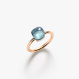 18K Rose Gold 6.10ctw Blue Topaz Diamond Solitaire Ring