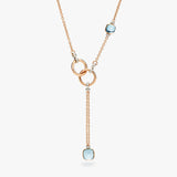 18K Two-Tone 0.10ctw Diamond Y Shaped Necklace