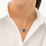 18K Two-Tone 0.10ctw Diamond Pendant Necklace.