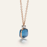 18K Two-Tone 0.10ctw Diamond Pendant Necklace.