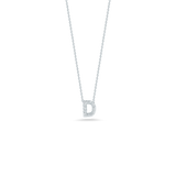 18K White Gold 0.06ctw Diamond "D" Pendant Necklace