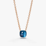 18K Two-Tone 6.00ctw  Blue Topaz Diamond Pendant Necklace