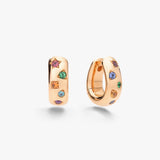 18K Rose Gold Multi Color Diamond Hoops Earring