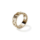 14K Yellow Gold  Carved Chain  Right Hand Ring