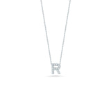 18K White Gold 0.06ctw Diamond "R" Pendant Necklace